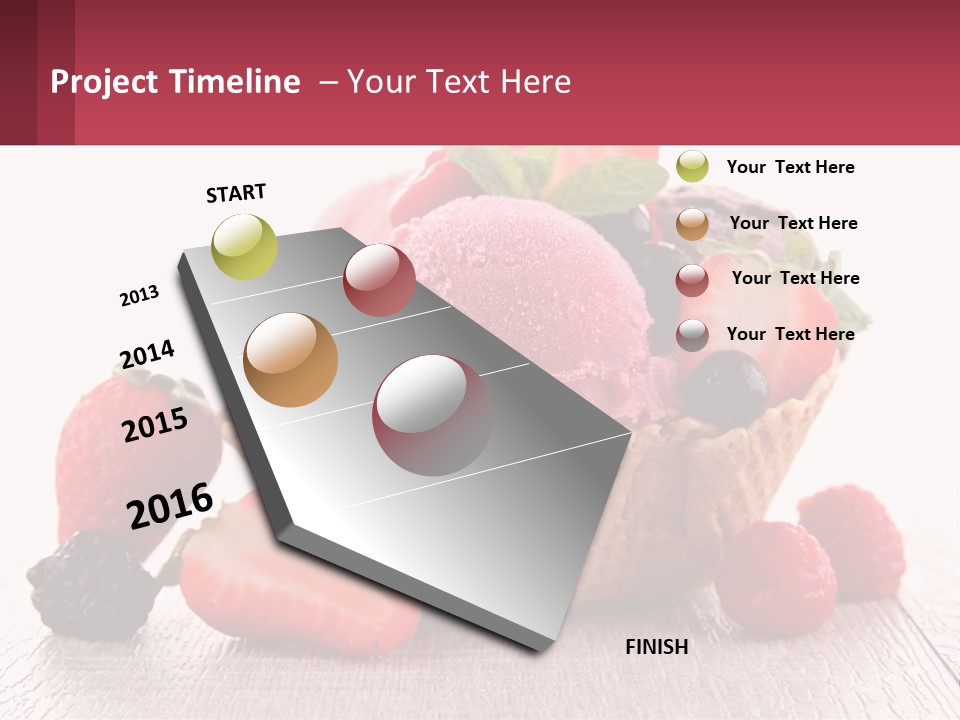 A Bowl Of Ice Cream With Strawberries And Raspberries PowerPoint Template