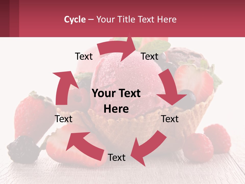 A Bowl Of Ice Cream With Strawberries And Raspberries PowerPoint Template