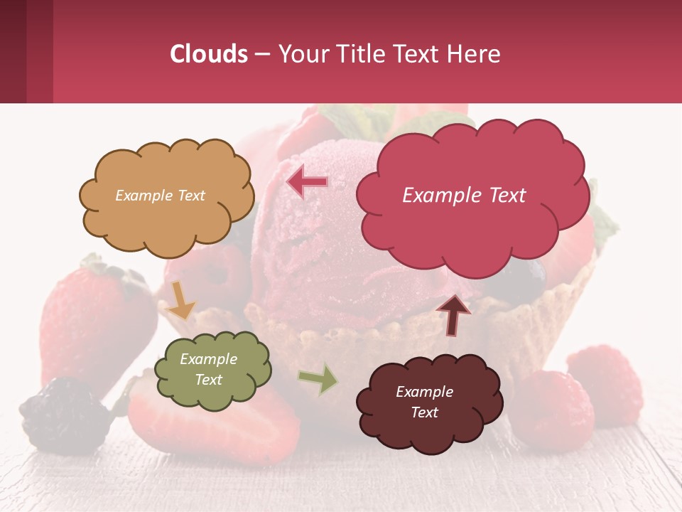 A Bowl Of Ice Cream With Strawberries And Raspberries PowerPoint Template