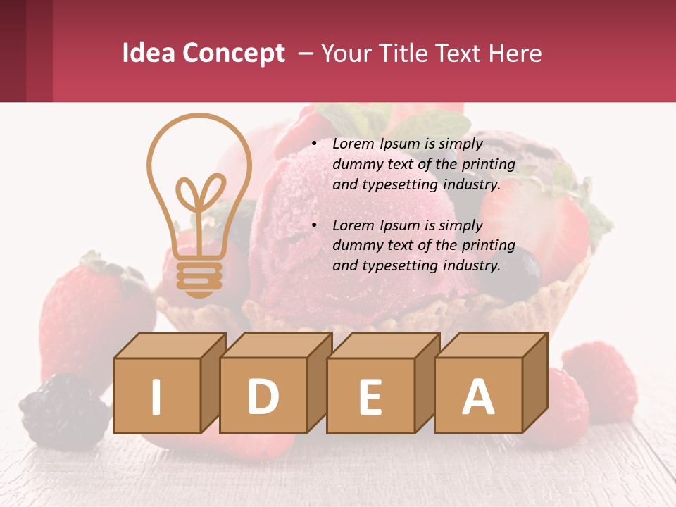 A Bowl Of Ice Cream With Strawberries And Raspberries PowerPoint Template