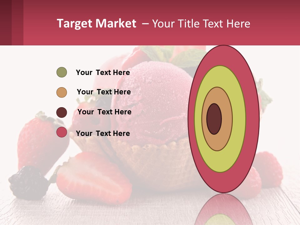 A Bowl Of Ice Cream With Strawberries And Raspberries PowerPoint Template