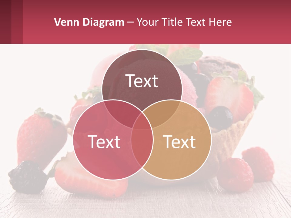 A Bowl Of Ice Cream With Strawberries And Raspberries PowerPoint Template
