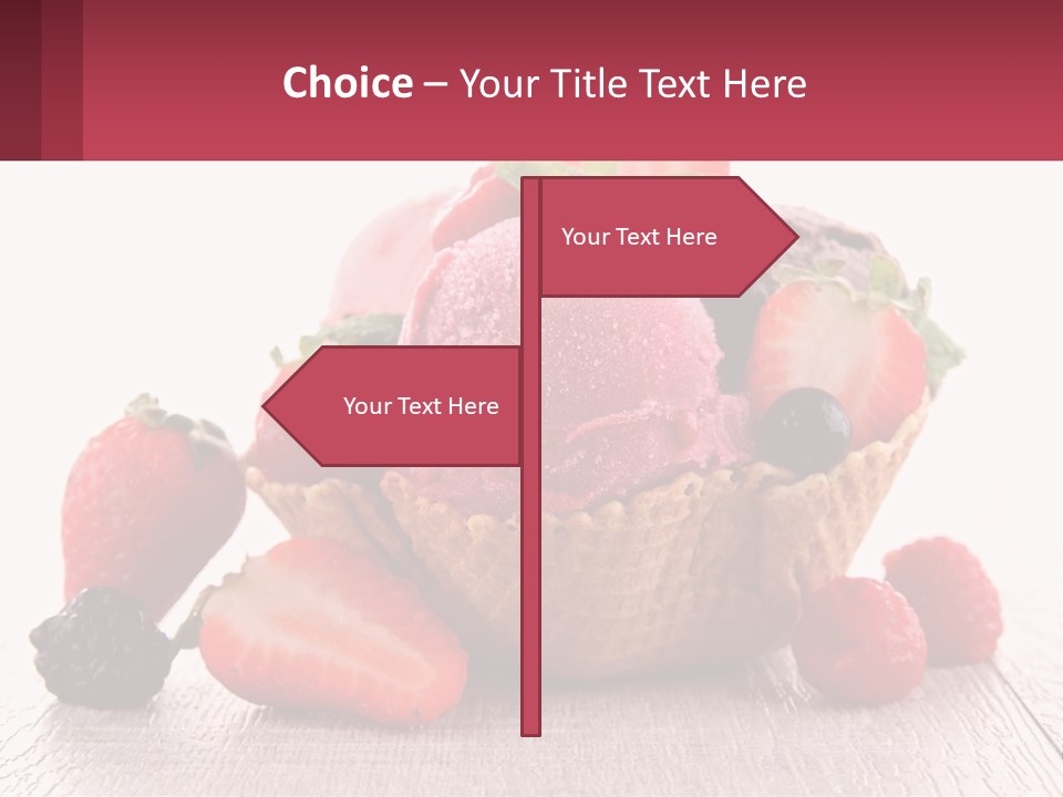 A Bowl Of Ice Cream With Strawberries And Raspberries PowerPoint Template