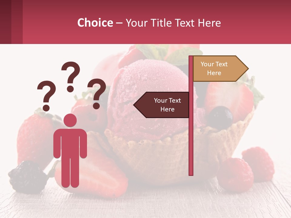 A Bowl Of Ice Cream With Strawberries And Raspberries PowerPoint Template