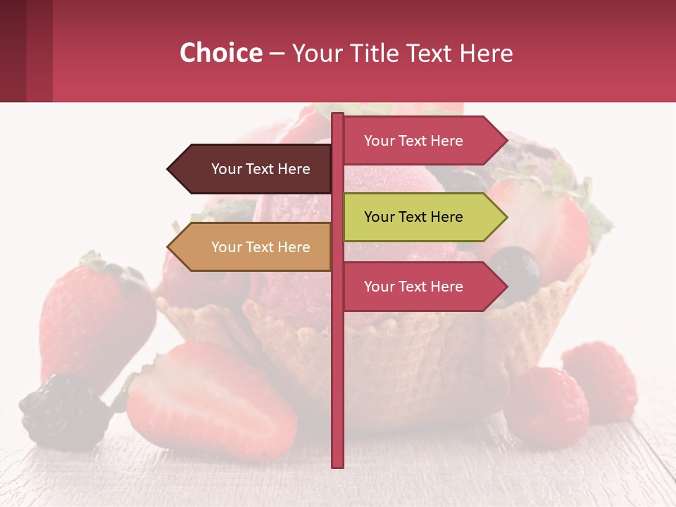 A Bowl Of Ice Cream With Strawberries And Raspberries PowerPoint Template
