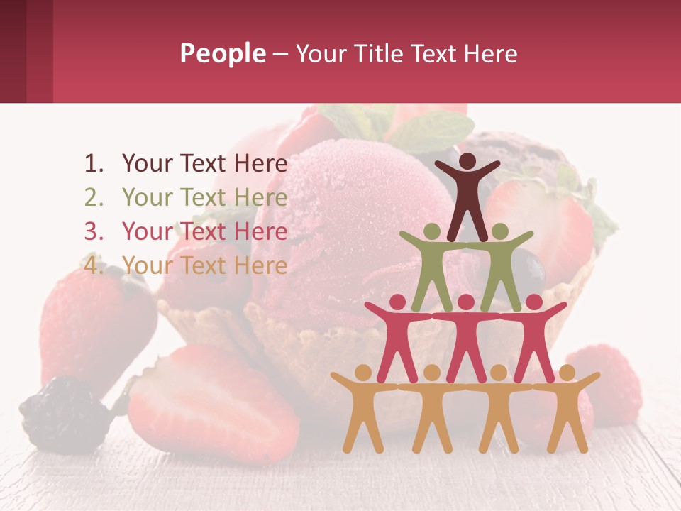 A Bowl Of Ice Cream With Strawberries And Raspberries PowerPoint Template