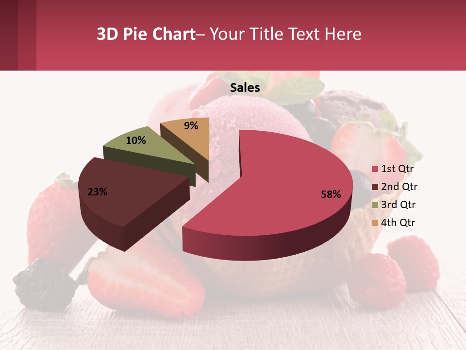 A Bowl Of Ice Cream With Strawberries And Raspberries PowerPoint Template