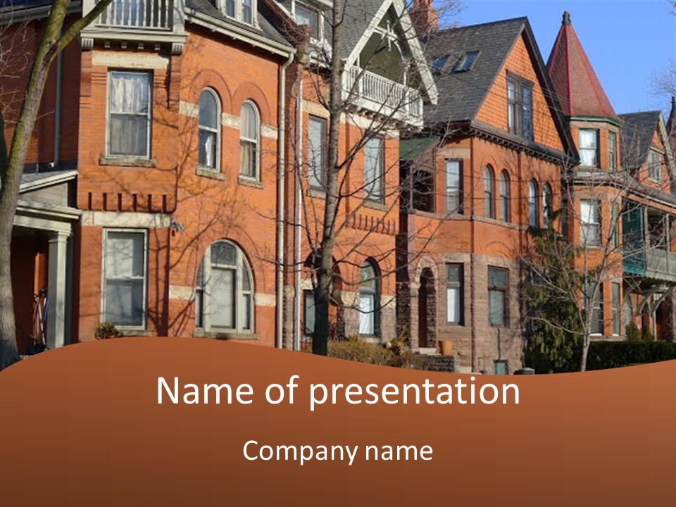 A Row Of Houses With Trees In Front Of Them PowerPoint Template