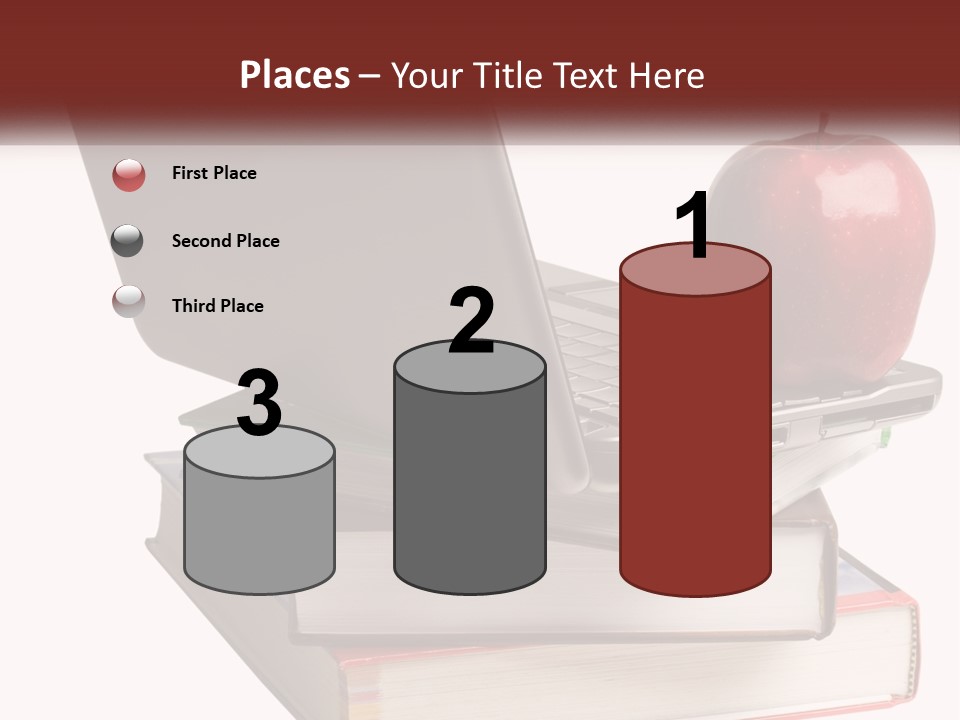 A Laptop Computer Sitting On Top Of A Pile Of Books PowerPoint Template