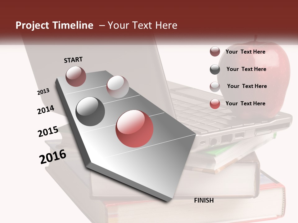 A Laptop Computer Sitting On Top Of A Pile Of Books PowerPoint Template