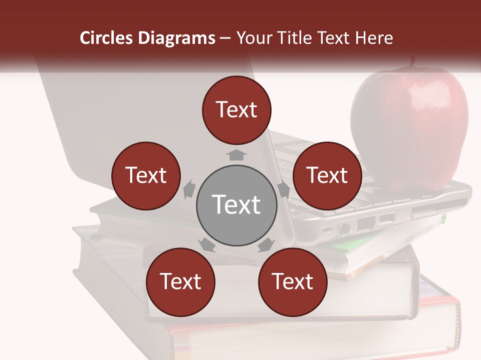 A Laptop Computer Sitting On Top Of A Pile Of Books PowerPoint Template