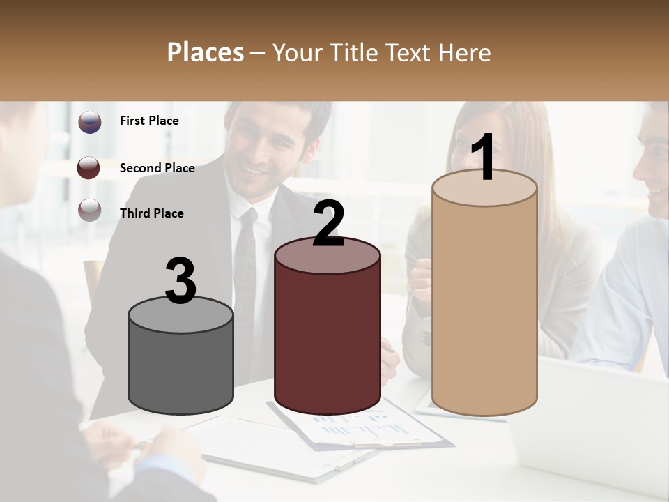 A Group Of People Sitting Around A Table Talking PowerPoint Template