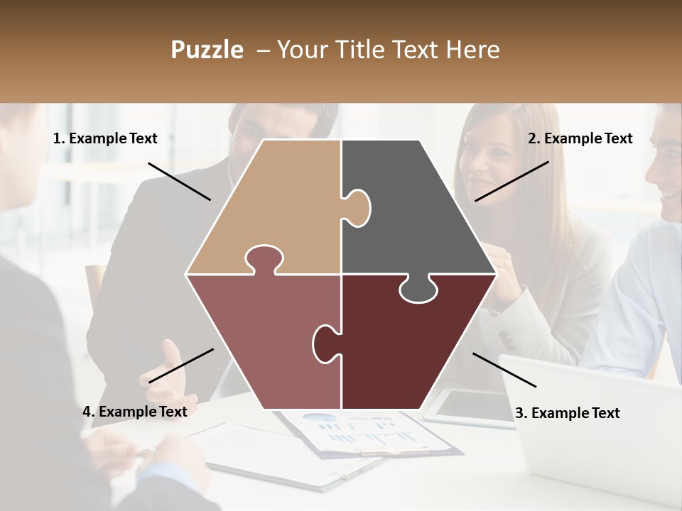 A Group Of People Sitting Around A Table Talking PowerPoint Template