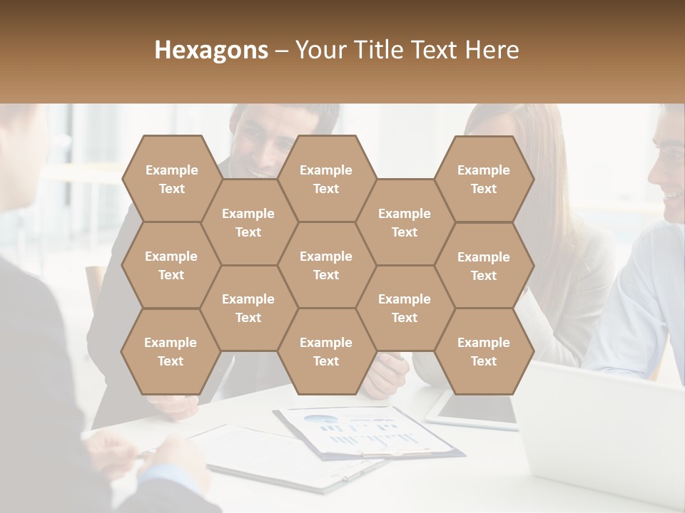 A Group Of People Sitting Around A Table Talking PowerPoint Template