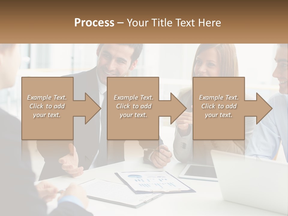 A Group Of People Sitting Around A Table Talking PowerPoint Template