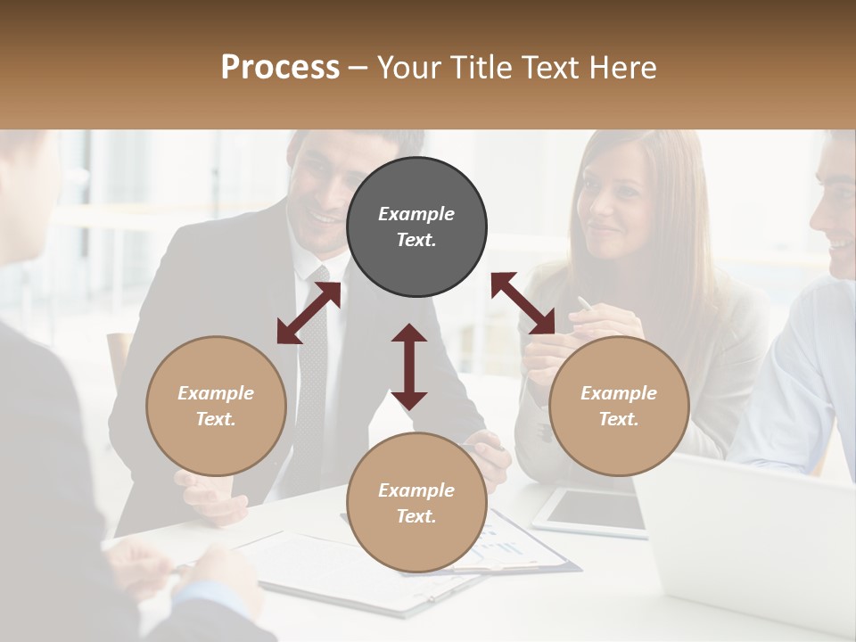 A Group Of People Sitting Around A Table Talking PowerPoint Template
