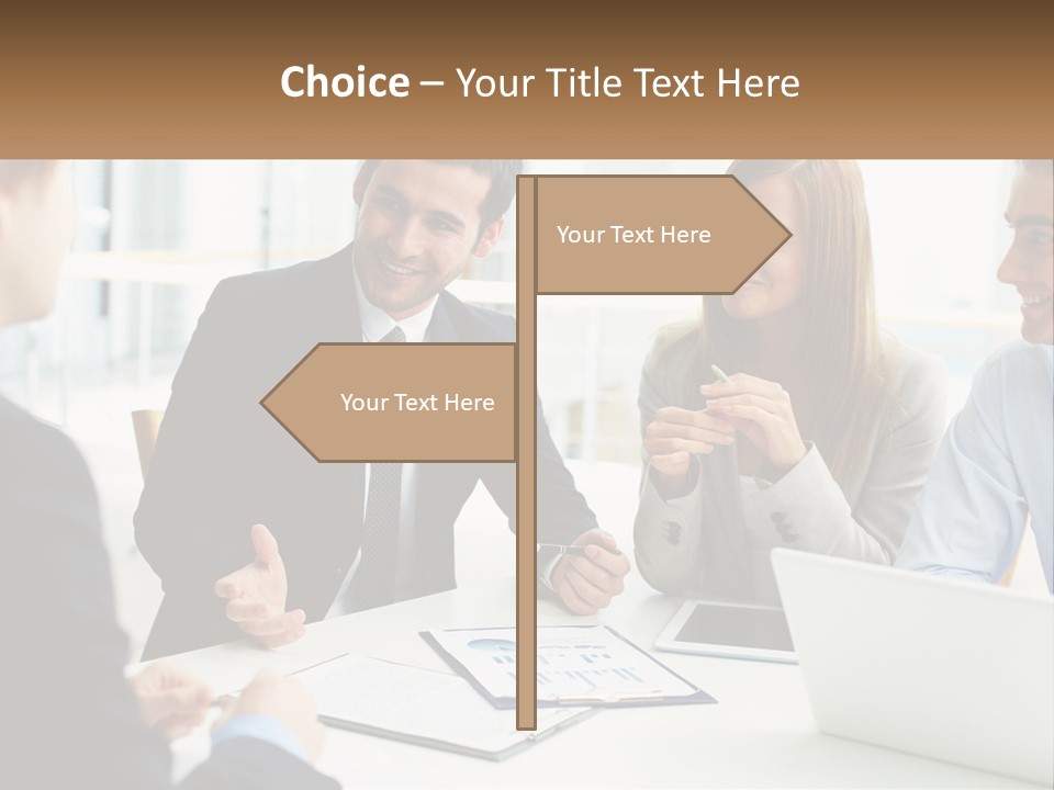 A Group Of People Sitting Around A Table Talking PowerPoint Template