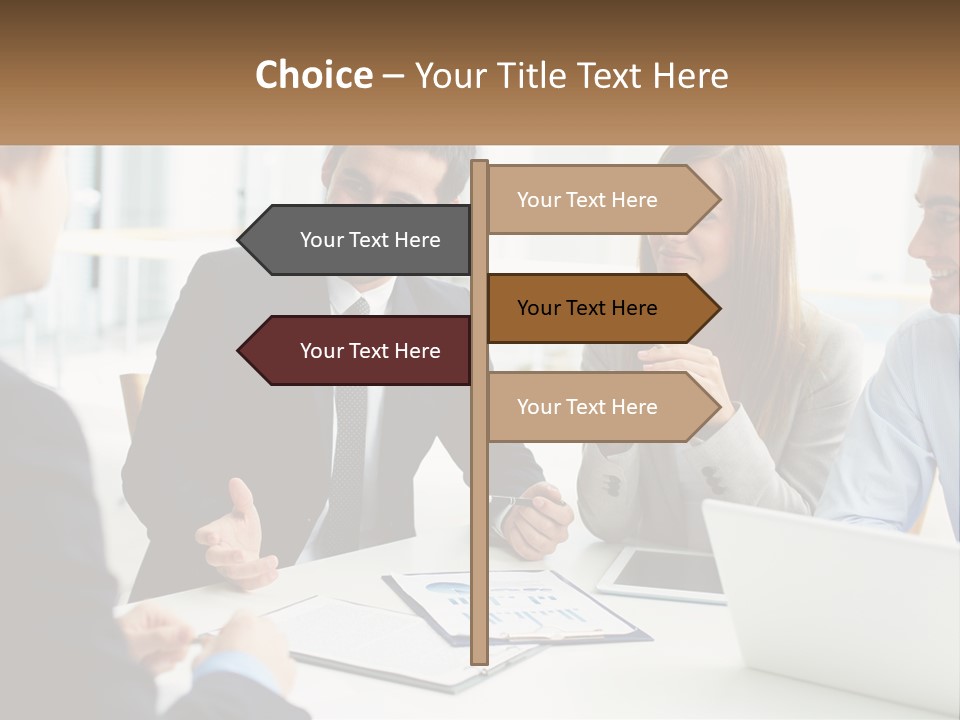 A Group Of People Sitting Around A Table Talking PowerPoint Template