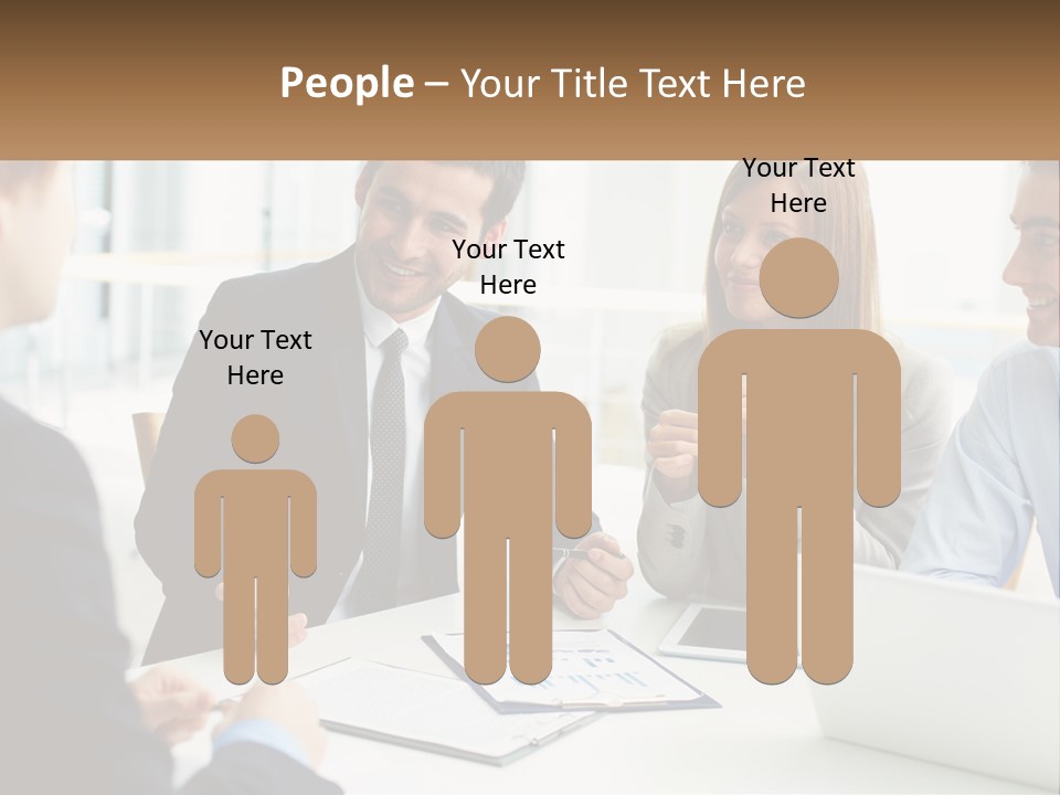 A Group Of People Sitting Around A Table Talking PowerPoint Template
