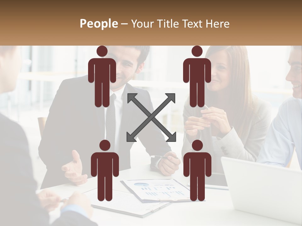 A Group Of People Sitting Around A Table Talking PowerPoint Template