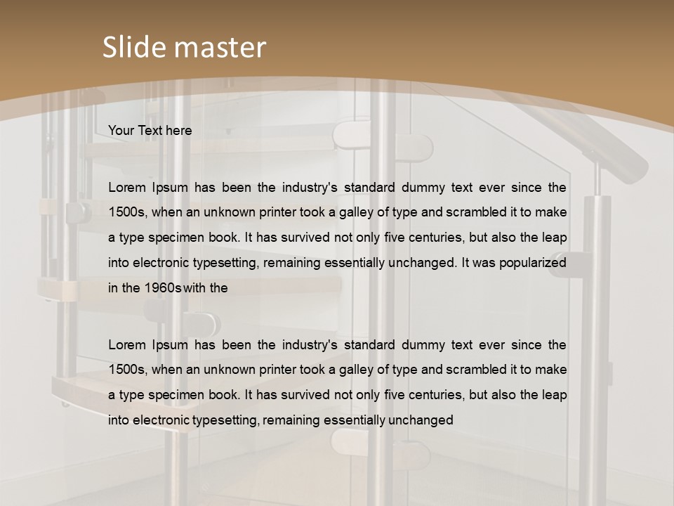 A Spiral Staircase In A Building With A Brown Background PowerPoint Template