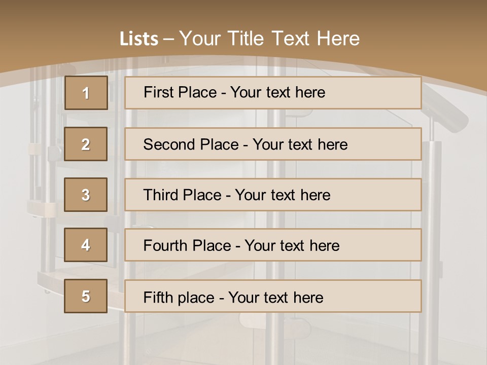A Spiral Staircase In A Building With A Brown Background PowerPoint Template
