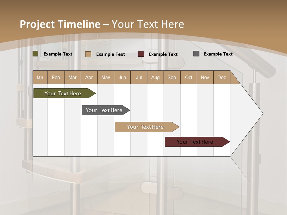 A Spiral Staircase In A Building With A Brown Background PowerPoint Template