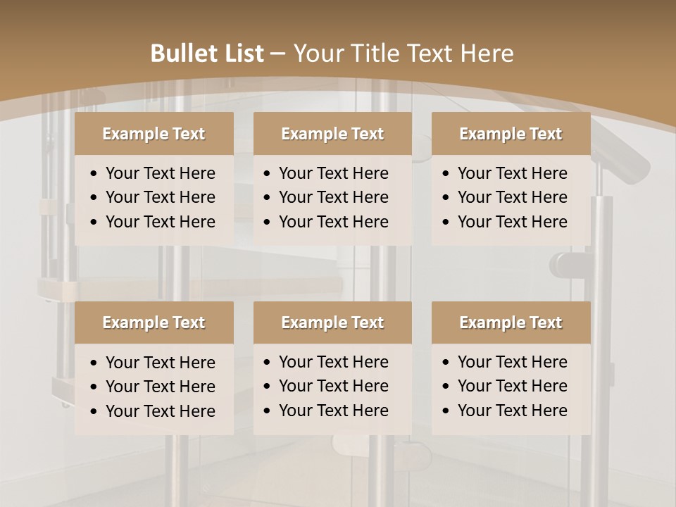 A Spiral Staircase In A Building With A Brown Background PowerPoint Template