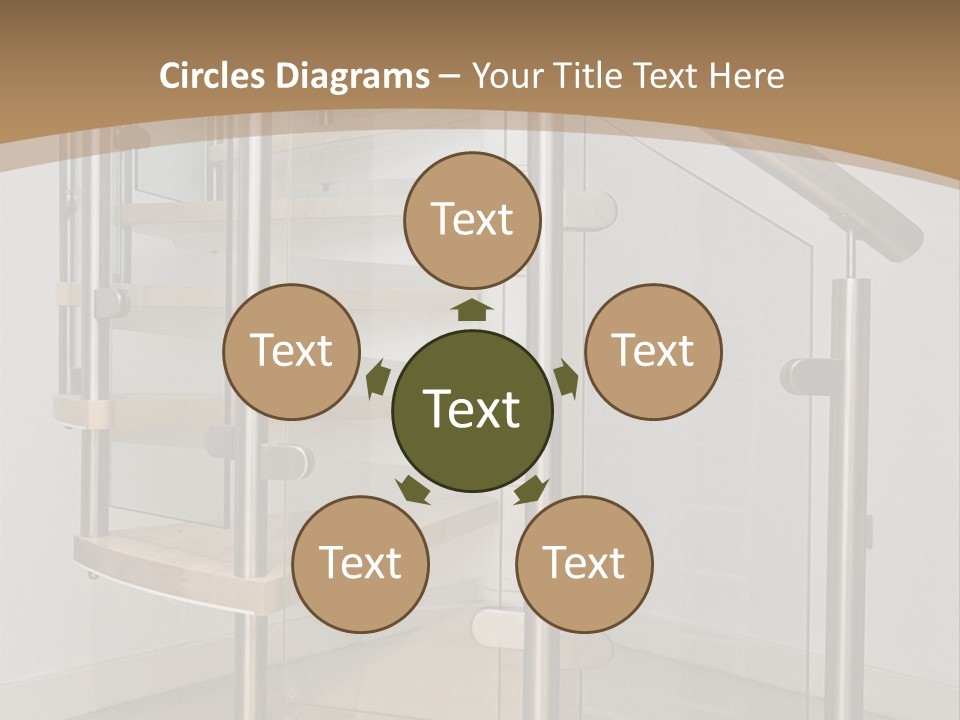 A Spiral Staircase In A Building With A Brown Background PowerPoint Template