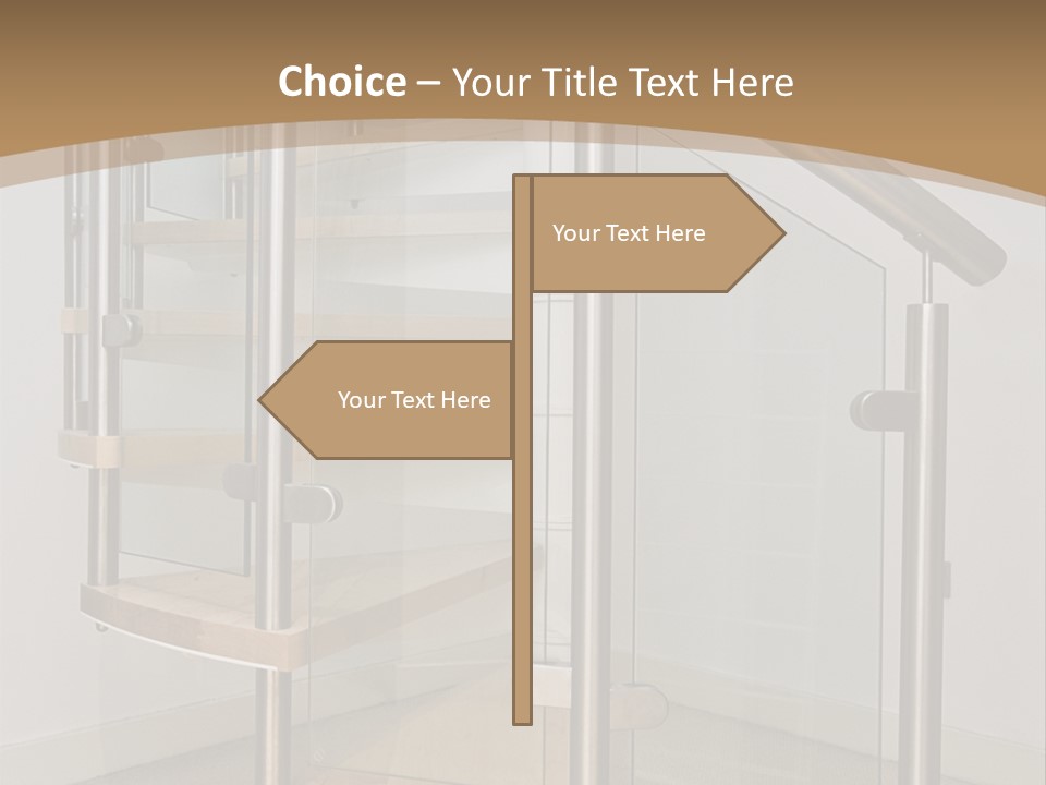 A Spiral Staircase In A Building With A Brown Background PowerPoint Template