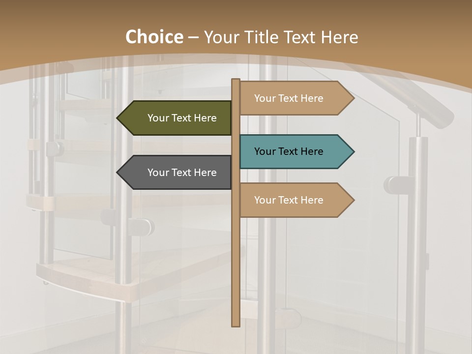 A Spiral Staircase In A Building With A Brown Background PowerPoint Template