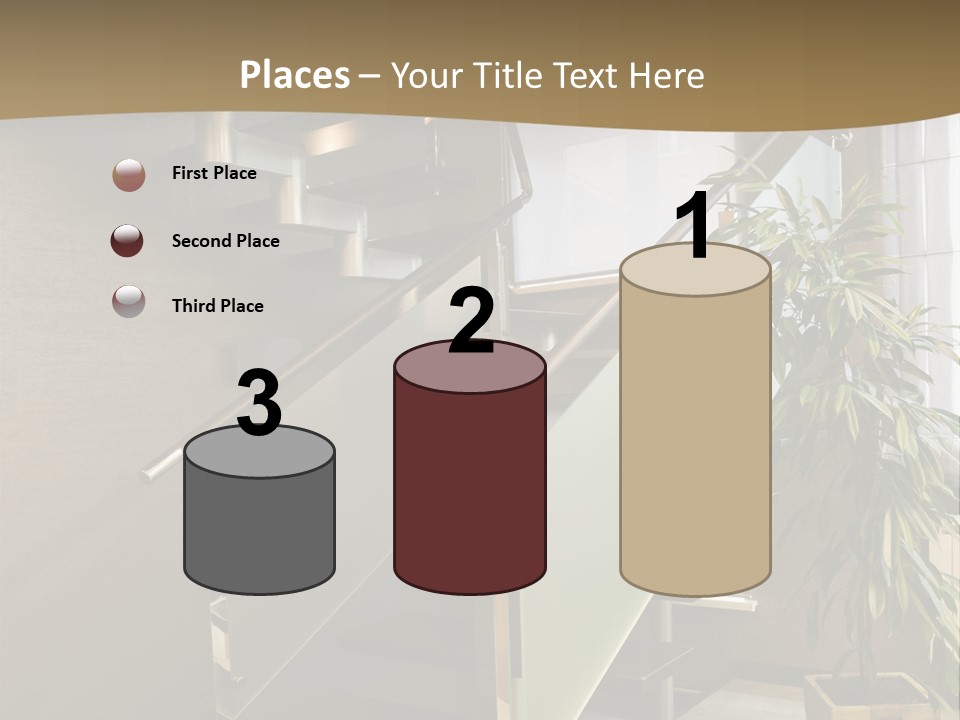 A Staircase With A Plant In The Middle Of It PowerPoint Template