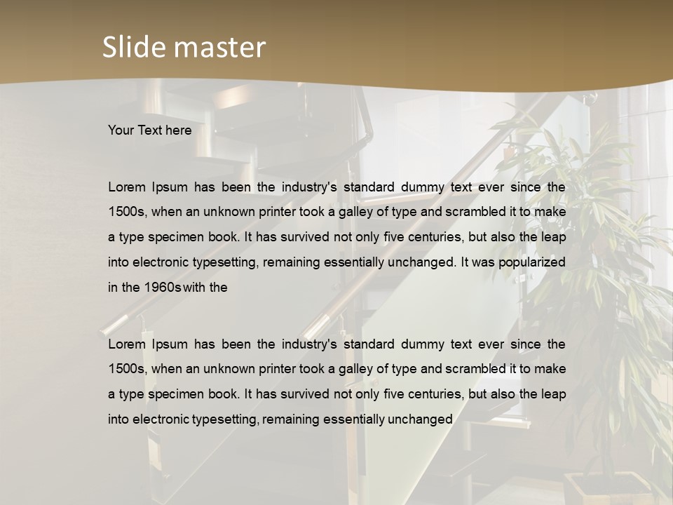 A Staircase With A Plant In The Middle Of It PowerPoint Template