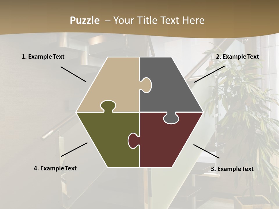 A Staircase With A Plant In The Middle Of It PowerPoint Template