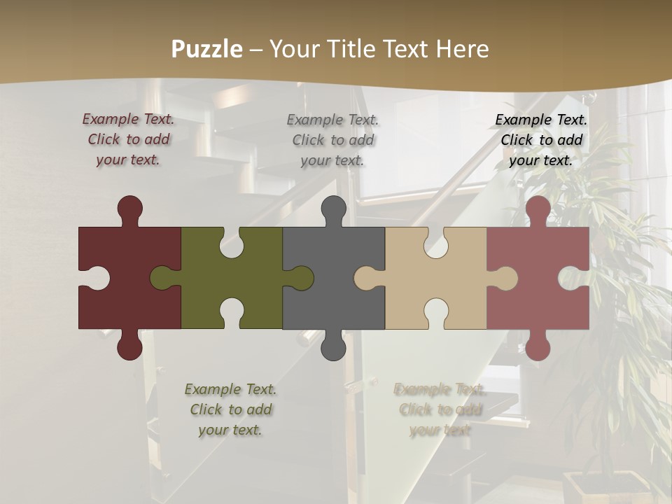A Staircase With A Plant In The Middle Of It PowerPoint Template