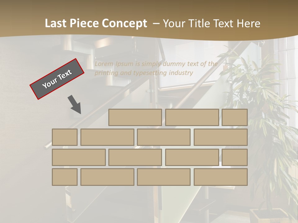 A Staircase With A Plant In The Middle Of It PowerPoint Template