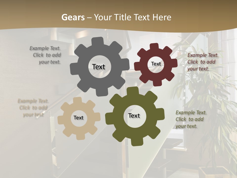 A Staircase With A Plant In The Middle Of It PowerPoint Template