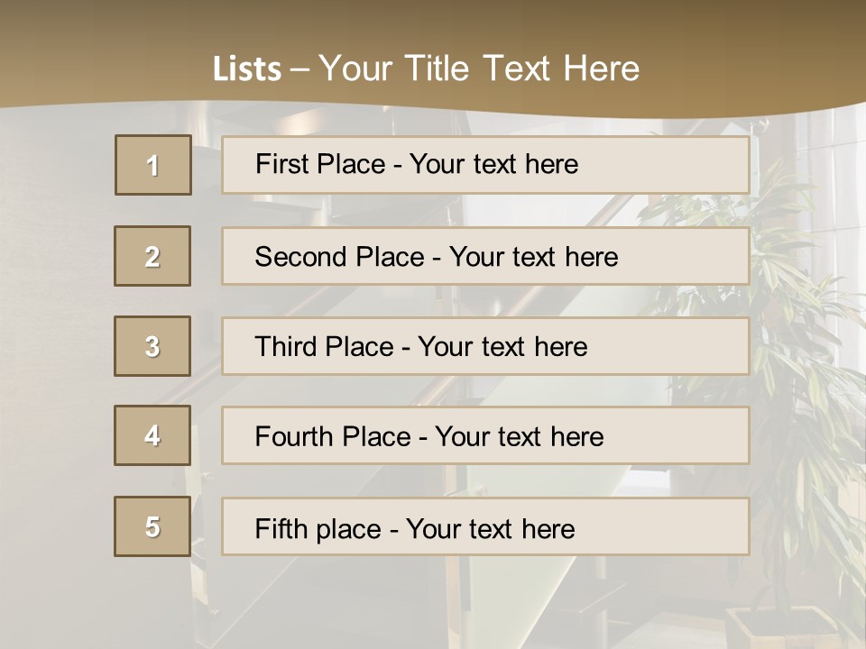 A Staircase With A Plant In The Middle Of It PowerPoint Template