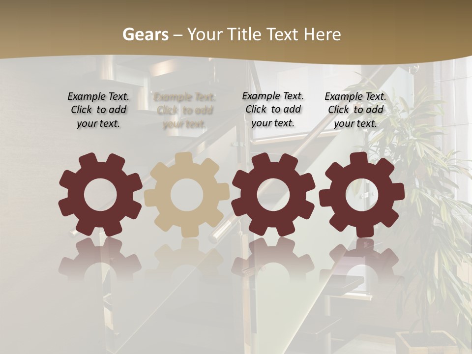 A Staircase With A Plant In The Middle Of It PowerPoint Template