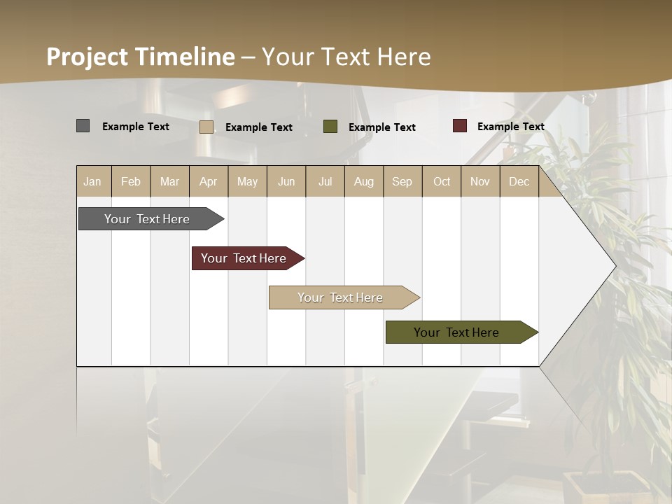 A Staircase With A Plant In The Middle Of It PowerPoint Template