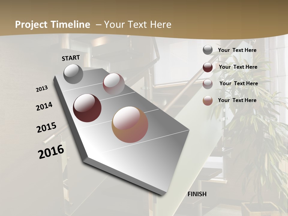 A Staircase With A Plant In The Middle Of It PowerPoint Template