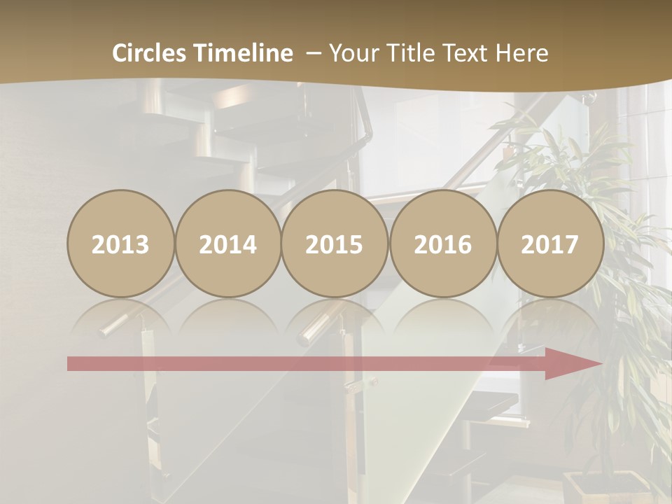 A Staircase With A Plant In The Middle Of It PowerPoint Template