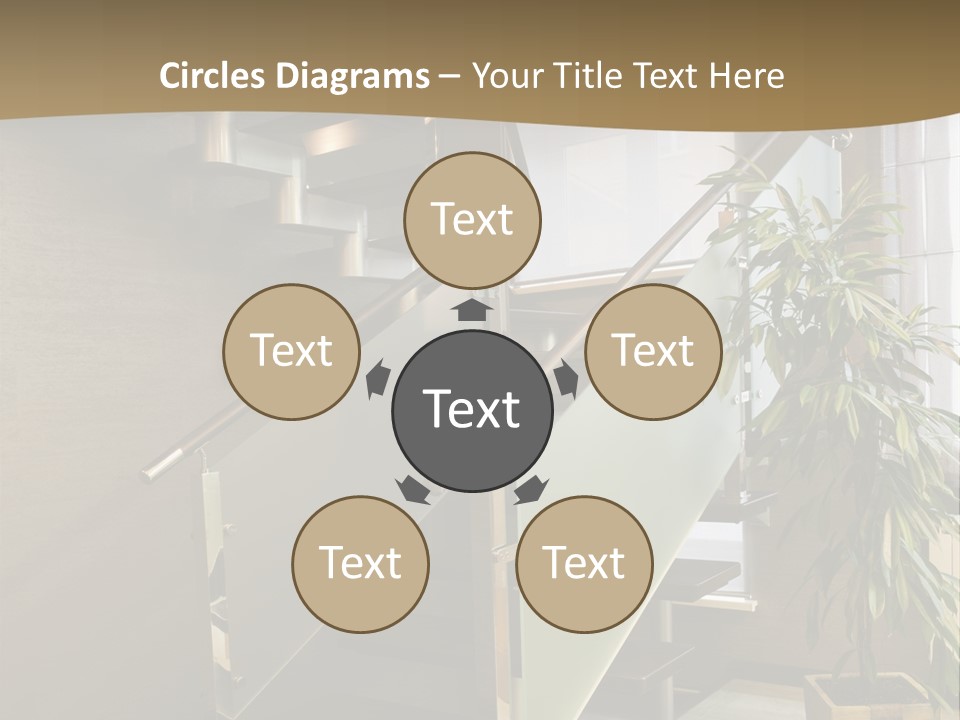 A Staircase With A Plant In The Middle Of It PowerPoint Template