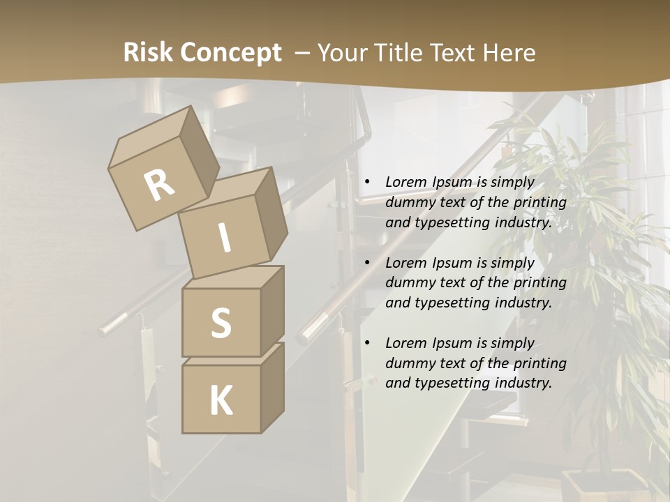 A Staircase With A Plant In The Middle Of It PowerPoint Template