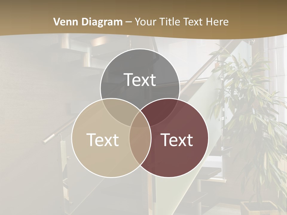 A Staircase With A Plant In The Middle Of It PowerPoint Template