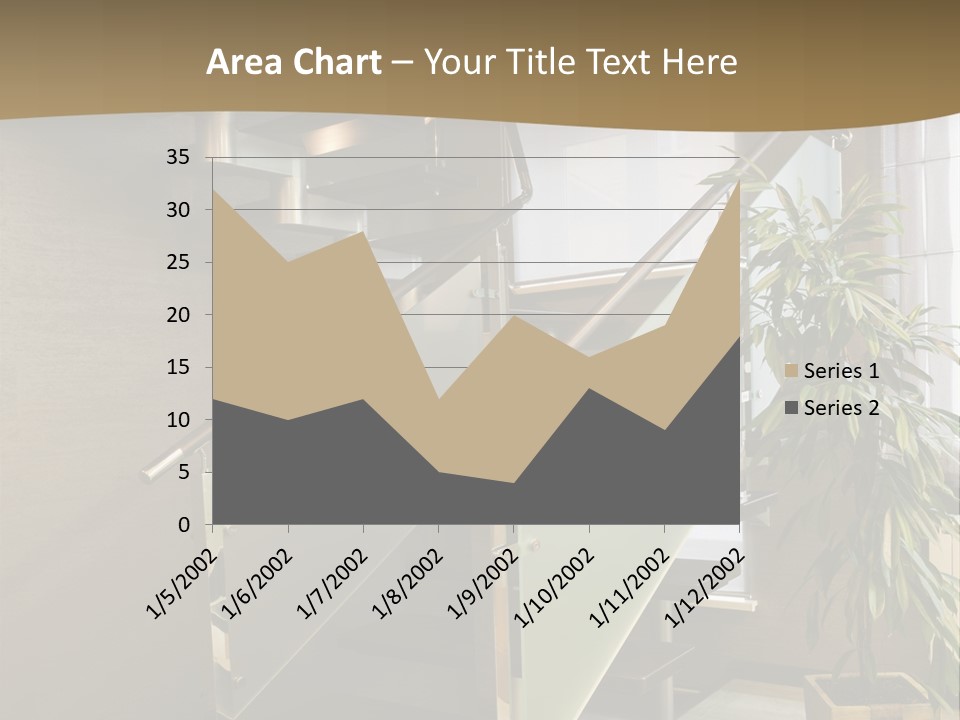 A Staircase With A Plant In The Middle Of It PowerPoint Template