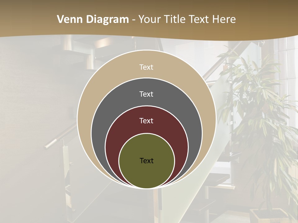 A Staircase With A Plant In The Middle Of It PowerPoint Template