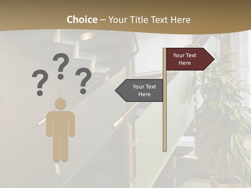 A Staircase With A Plant In The Middle Of It PowerPoint Template