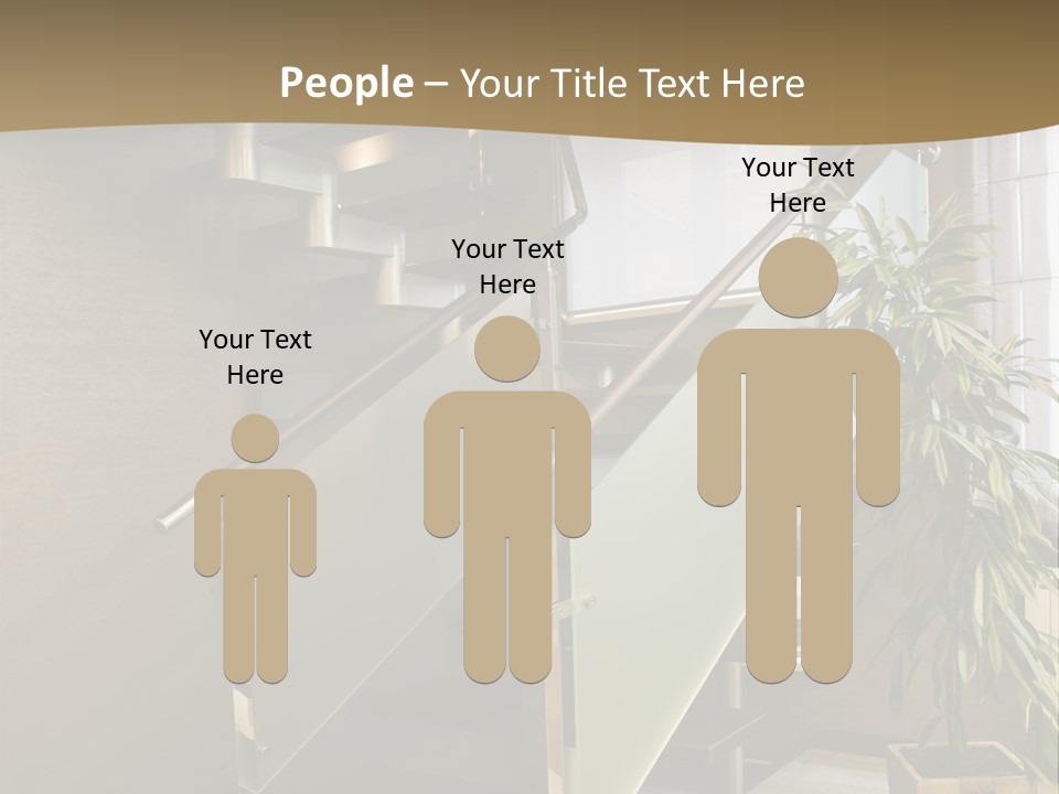 A Staircase With A Plant In The Middle Of It PowerPoint Template