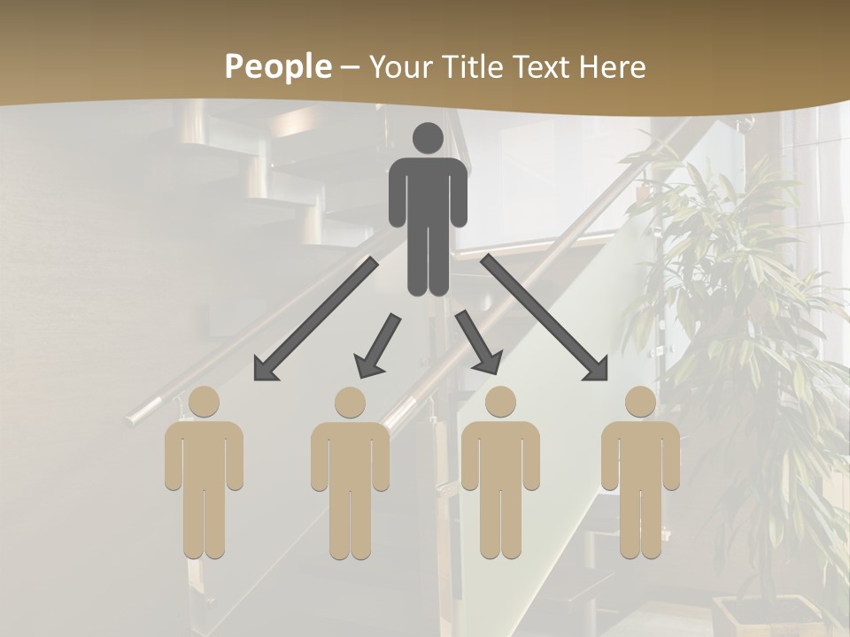 A Staircase With A Plant In The Middle Of It PowerPoint Template